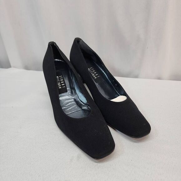 Stuart Weitzman Size 8 Vintage Block Heels Slip-On Casual Fabric Covered Pump Bl - Picture 1 of 11